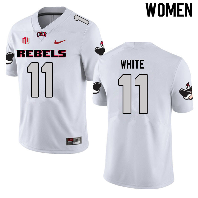 Women #11 Ricky White UNLV Rebels College Football Jerseys Sale-White - Click Image to Close